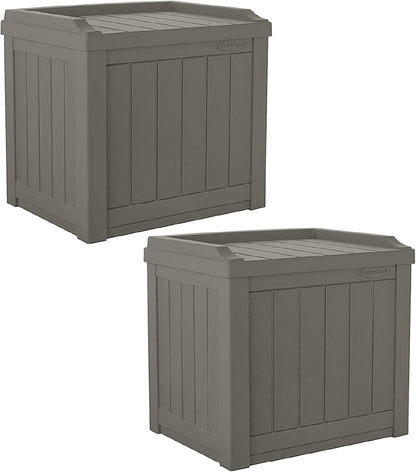 Suncast Outdoor Storage Box - 22 Gallon Stone Gray Resin Outdoor Deck Box with Seat, Weatherproof Patio Storage Bin Container for Keeping Cushions, Tools, & Towels for Pool, Yard, & Garden