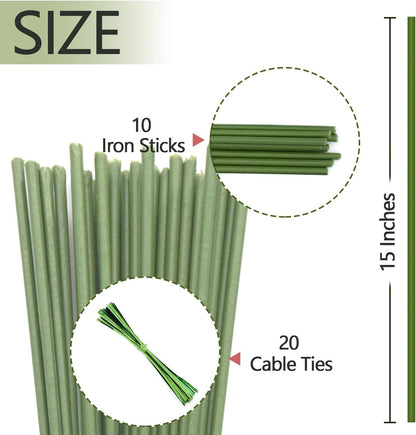 20Pcs Plant Stakes,Plant Sticks,Garden Green Bendable Single Stem Plant Support Stakes for Indoor and Outdoor Plants,Potted Plants,Flowers Orchid Peony Rose-18 Inches