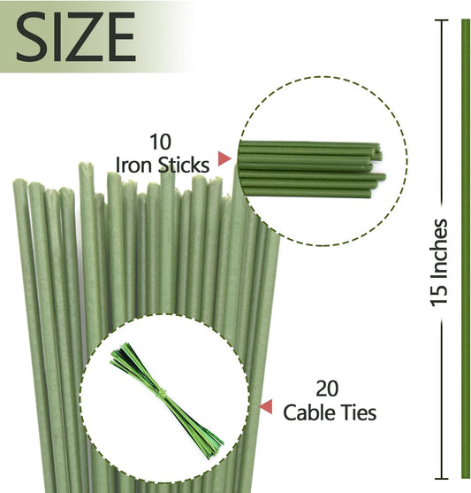 20Pcs Plant Stakes,Plant Sticks,Garden Green Bendable Single Stem Plant Support Stakes for Indoor and Outdoor Plants,Potted Plants,Flowers Orchid Peony Rose-18 Inches