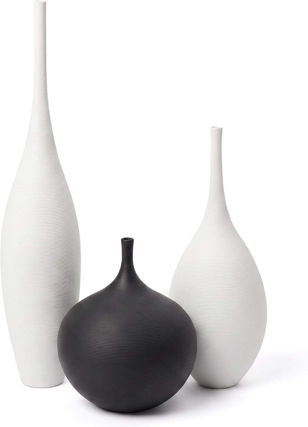 Relexome White Ceramic Vase Modern Boho Wabi-Sabi Flower Vase Set of 3 Decorative Aesthetic Vases for Centerpieces Pampas Matte Minimalist Vases for Living Room Table Shelf Home Decor Gift