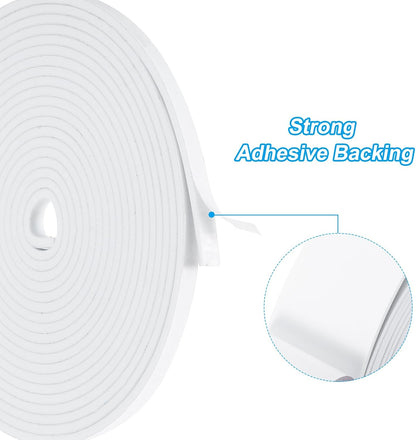 PATIKIL Weather Stripping Door Seal Strip, 3/8 Inch x 1/4 Inch x 32 Ft Self Adhesive Soundproof High Density Foam Tape Insulation for Door Window Air Conditioning, White - Colors A