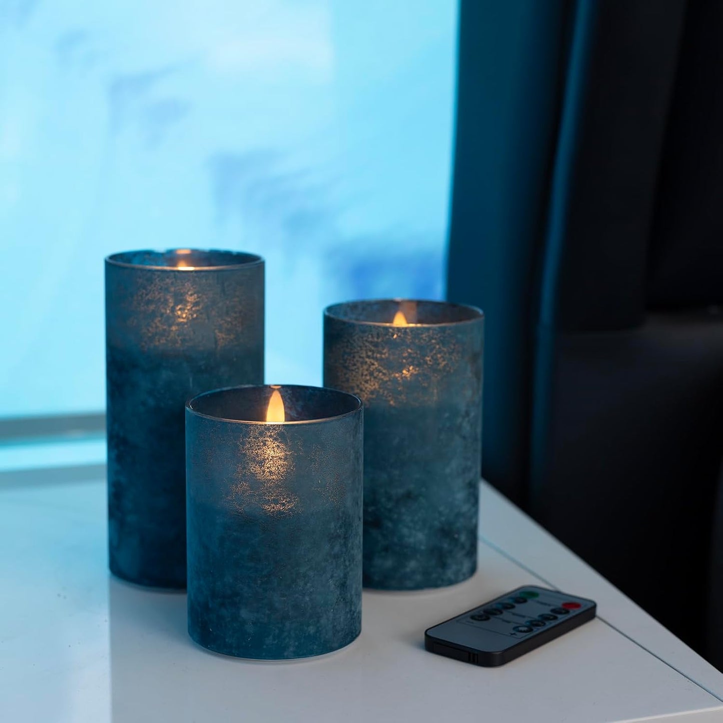 ANGELLOONG Flickering Flameless Candles, Realistic Battery Operated Candles with Remote and Timer, Set of 3 LED Candles for Room Fall Home Wedding Decor Centerpieces Table Party Valentines Decorations