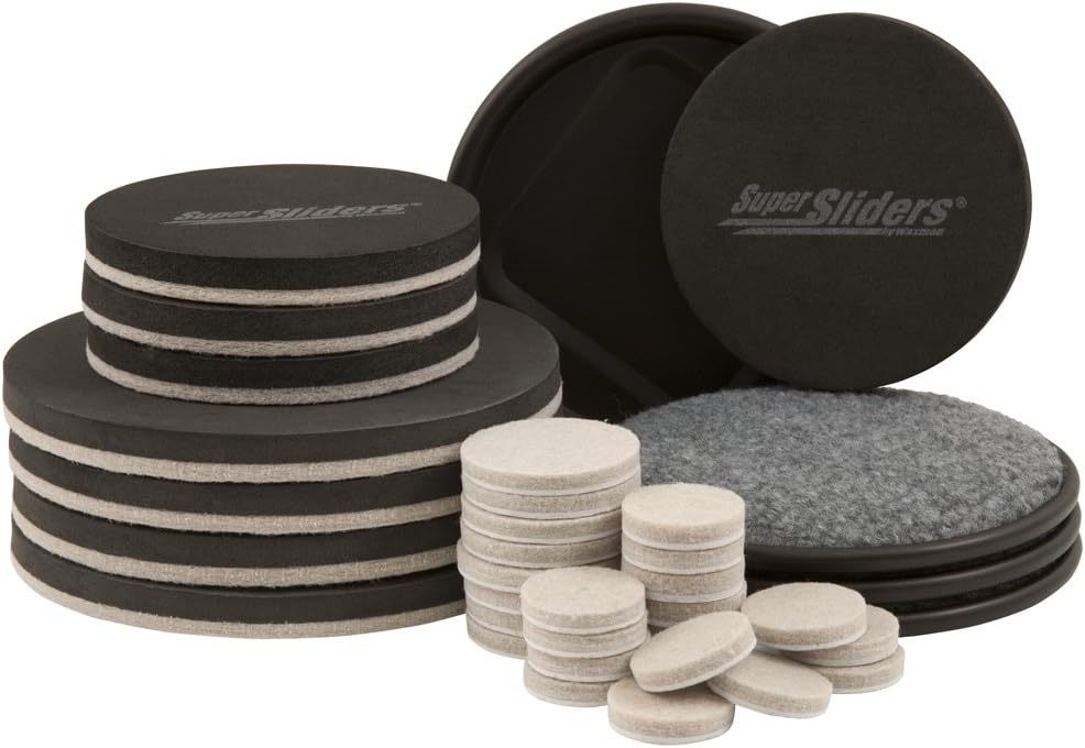 Super Sliders Moving Kit Combo Pack, Reusable Furniture Movers and Felt Pads for Hardwood, Beige (36 Pack)