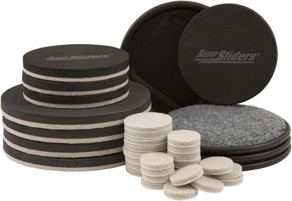 Super Sliders Moving Kit Combo Pack, Reusable Furniture Movers and Felt Pads for Hardwood, Beige (36 Pack)