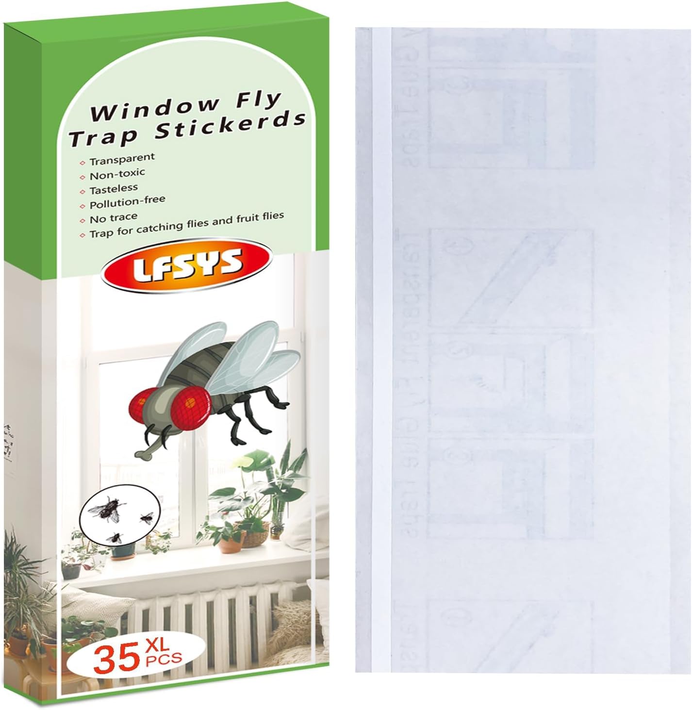 LFSYS 50 Pack Window Fly Trap, Fruit Fly Traps for Indoors, Fly Paper Sticky Strips, Fly Traps for Indoors Clear