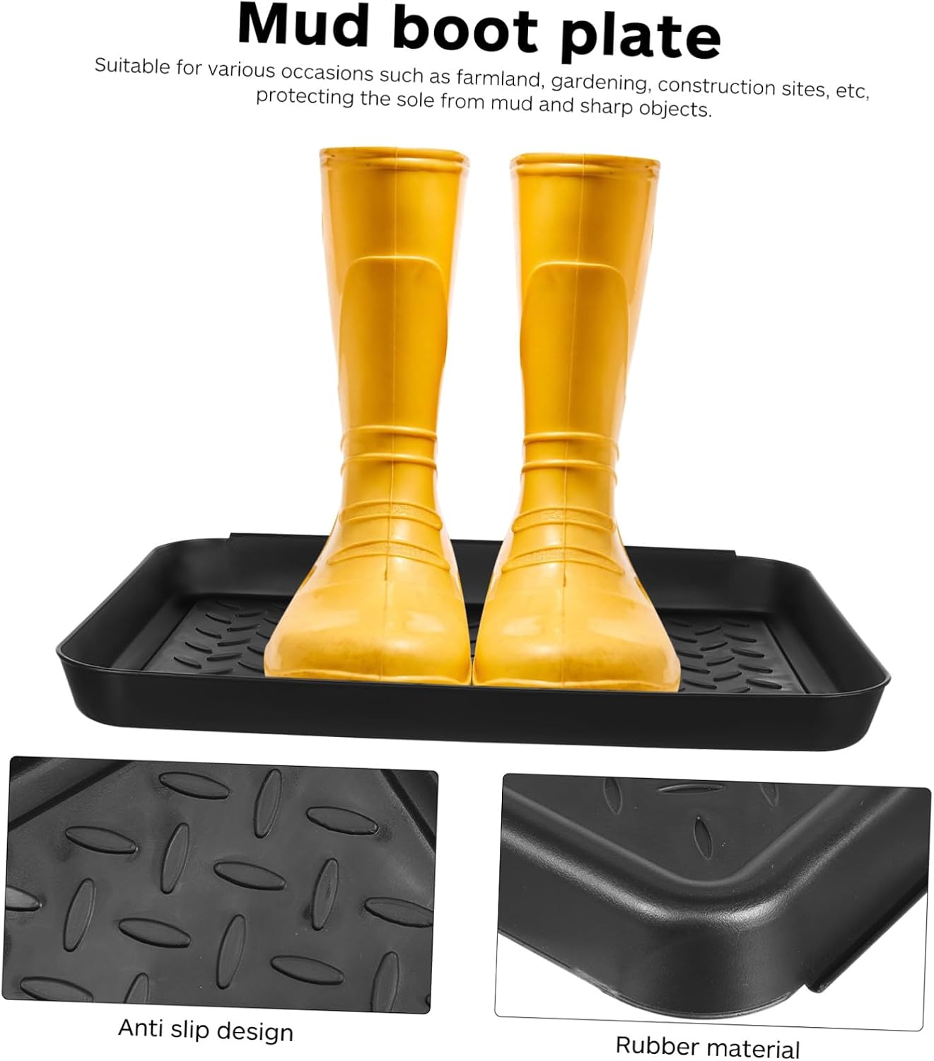 Ipetboom 2Pcs Boot Trays for Entryway Indoor Use 13.97X10.82X1.18In Lightweight Plastic Shoe Mat Tray with Raised Edge Multi-Purpose Wet Boot Holder for Mudroom and Outdoor Protection Easy to Clean