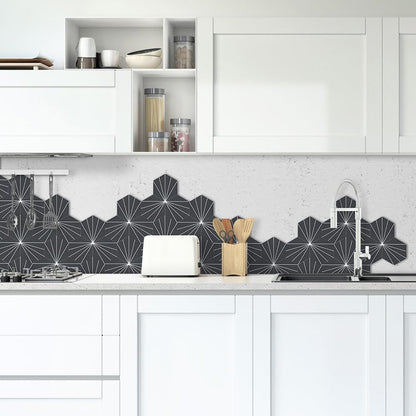 AULIGET 6" x 12" Black Slate Peel and Stick Backsplash Wall Tiles, PVC Faux Stone Stick on Tiles for Backsplash Kitchen, Bathroom, Laundry Room, Camper, Fireplace (Pack of 20)