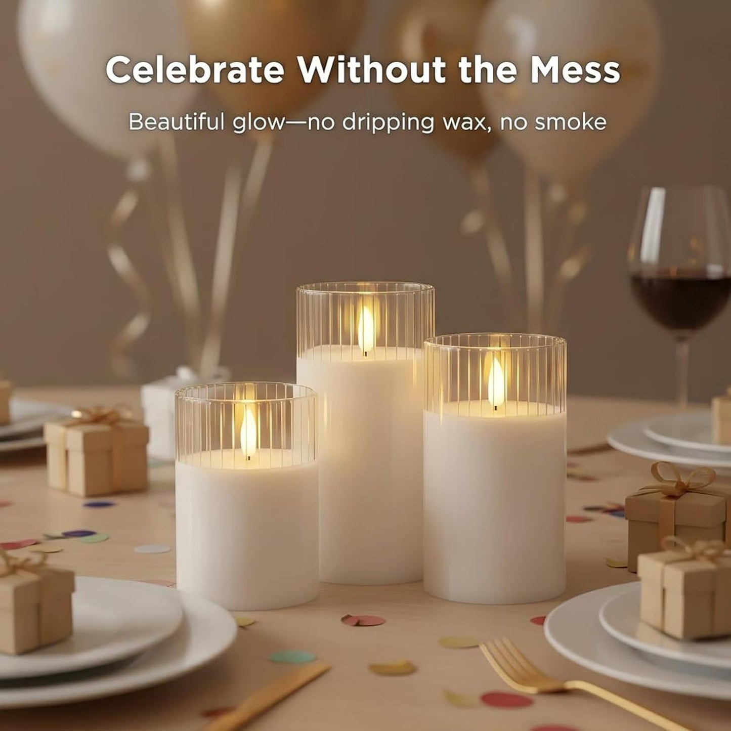ANGELLOONG Flickering Flameless Candles, Realistic Battery Operated Candles with Remote and Timer, Set of 3 LED Candles for Room Fall Home Wedding Decor Centerpieces Table Party Valentines Decorations