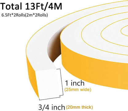 Upgraded Strong Adhesive Foam Weather Stripping Door Seal Insulation Tape for Insulating Door,Window, Air Conditioner Noise-Reduction Self Adhesive Sealing Weatherstrip (1 in x 1/2 in x 10 Ft) - Colors A