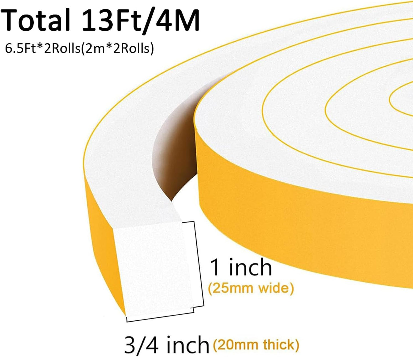Strong Adhesive Weather Stripping, High Density Weatherproof Weather Stripping Door Seal Strip for Sliding Door, Windows,Noise-Reduction Foam Sealing Strip, White(1/2 in x 1/4 in x 13Ft) - Colors A