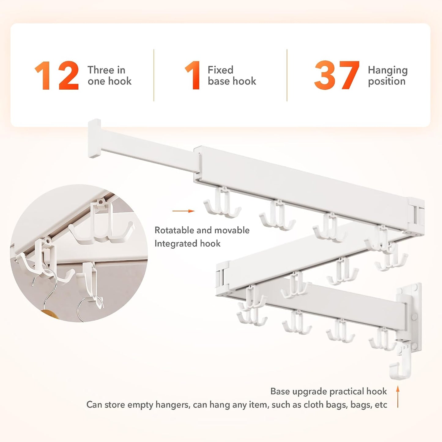 HEILAIYI Drying Rack Clothing Wall Mounted,Clothes Drying Rack,Laundry Drying Rack,Collapsible Dying Racks for Laundry,Foldable Clothes Dryer Rack,Clothes Hanger Rack Wall Mount