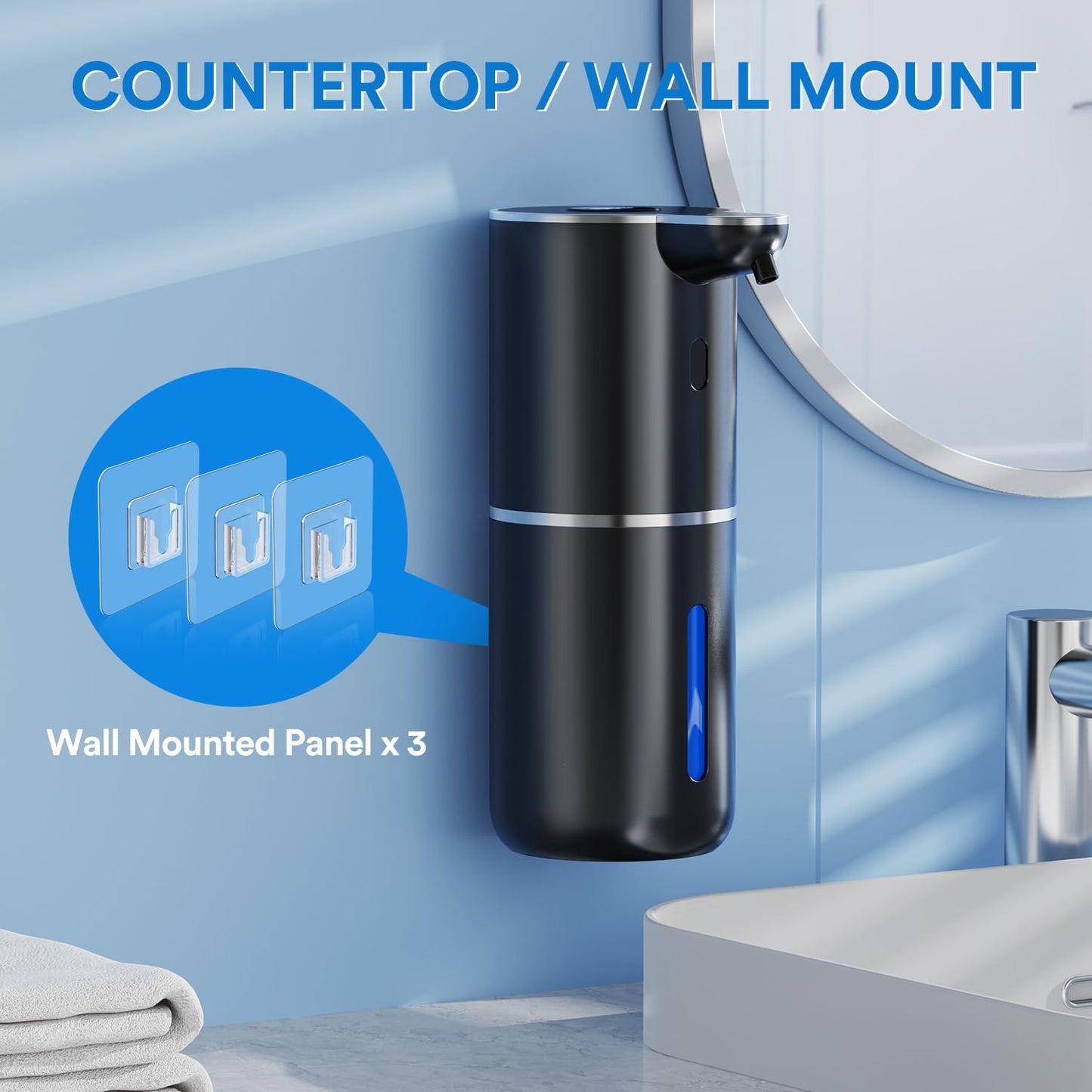 Automatic Soap Dispenser with Smart Digital Display, Touchless Rechargeable Hand & Dish Liquid Soap Dispenser for Kitchen & Bathroom - 6 Adjustable Level, Wall Mounted, 380ml IPX5 Waterproof