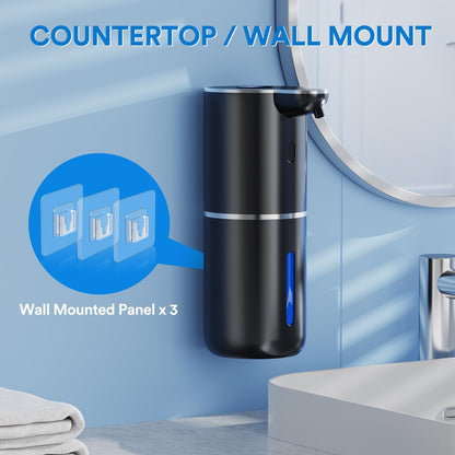 Automatic Soap Dispenser with Smart Digital Display, Touchless Rechargeable Hand & Dish Liquid Soap Dispenser for Kitchen & Bathroom - 6 Adjustable Level, Wall Mounted, 380ml IPX5 Waterproof