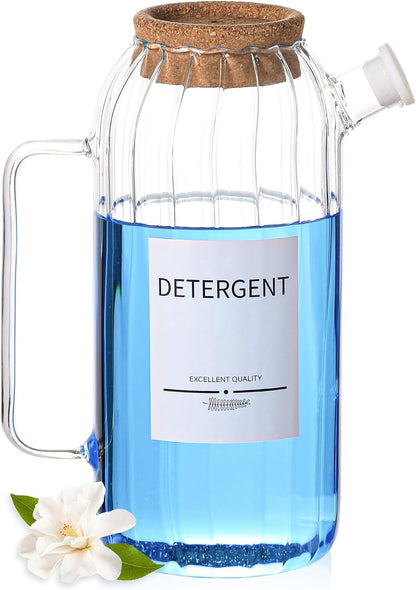 60oz Liquid Laundry Detergent Dispenser with Lables,Glass Laundry Detergent Dispenser,Laundry Detergent Container Laundry Liquid Dispenser