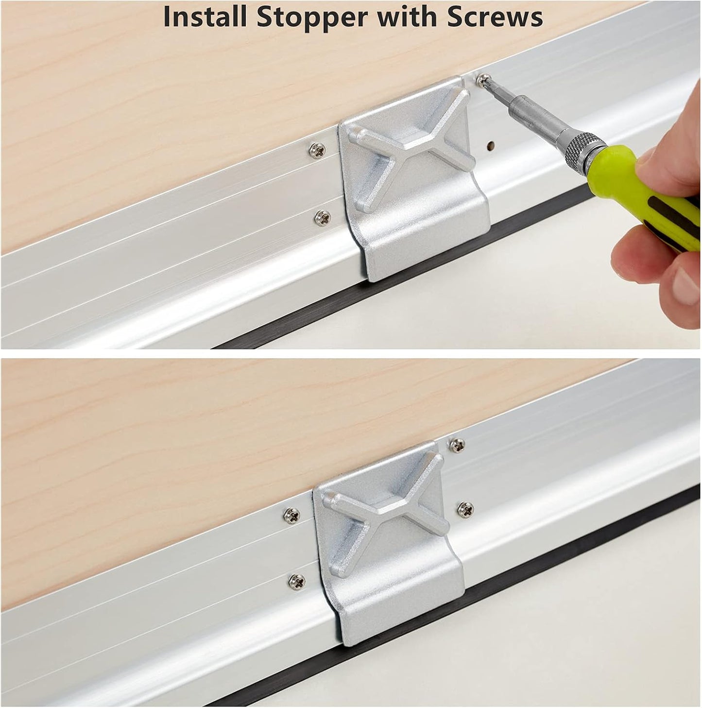 Aluminum Door Draft Stopper 36" Metal Sweep Bottom Seal Strip Noise Blocker with Rubber Sweep, Oil Bronze