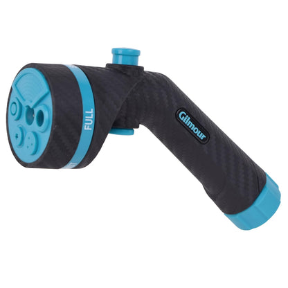 Gilmour Heavy Duty Garden Hose Nozzle, Swivel Connect, 5 Spray Patterns, Ergonomic Grip, Flow Control, Trigger Lock, Button Control