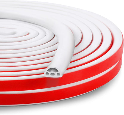 [New Upgrade] 19.7Ft Silicone Door Weather Stripping Door Seal Strip for Doors & Windows, Multi-Layer Soundproof Chamber Design, Self-Adhesive, Seal Large Gaps, Easy to Cut & Install