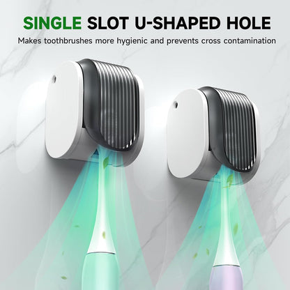 2 Pcs Toothbrush Holders Wall Mounted, Single Slot Design, Shower Self Adhesive Wall Mounted Toothbrush Holder with Cover, Waterproof and Dustproof, Suitable for Bathroom, Family, Travel (Transparent)
