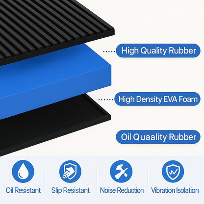 4P Anti Vibration Pads 4'' X 4'' X 7/8" Sound Isolation Ribbed Rubber Mats with EVA Center, Heavy Duty Vibration Isolation Pads for Air Compressos, Conditioner, Treadmill, HVAC Washer Dryer