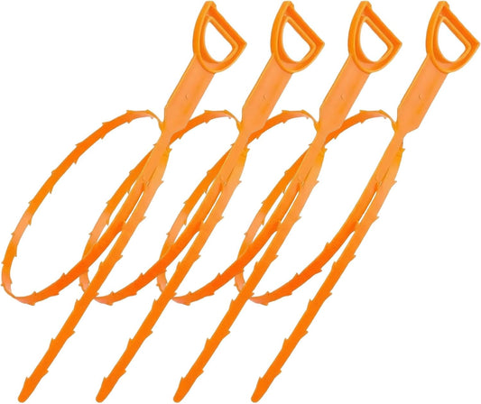 Drain Snake Clog Remover 4 Pack 20 Inch, Flexible Hair Drain Cleaner, Non-Slip Grip for Sink Shower Tub Toilet Kitchen Bathroom Clog Remover