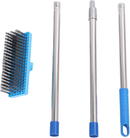 Heavy Duty Steel Wire Brush, Durable Floor Scrubber for Outdoor Cleaning, 30cm Telescopic Stainless Steel Handle, Suitable for Patios and Decks (120cm)