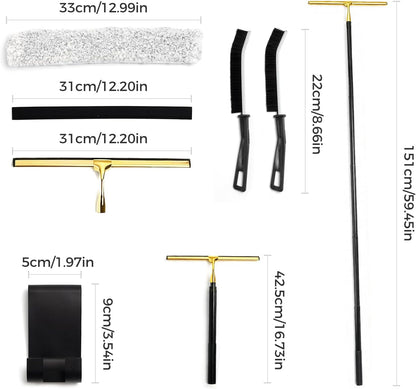 10.7“ Wide All-Purpose Shower Squeegee for Glass Doors, Squeegee for Shower Glass with Hook, Window Squeegee for Home, Small Squeegee for Shower, Bathroom, Car Glass, Mirror (Black)