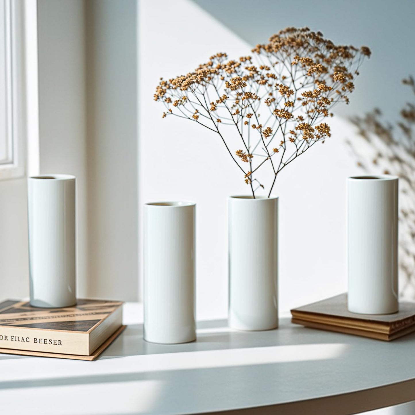 Modern Small Flower Vases 8 Pack - Ceramic, White