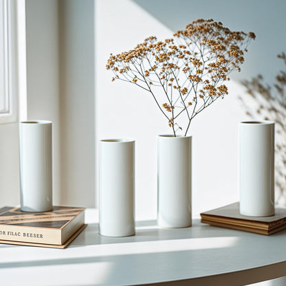 Modern Small Flower Vases 8 Pack - Ceramic, White