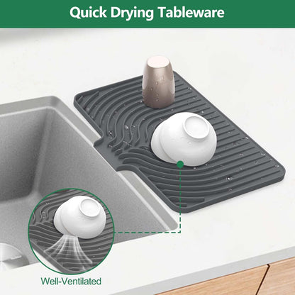 GUUKIN Sponge Holder for Kitchen Sink, Sink Caddy and Soap Tray | 10x4 inch Kitchen Sink Organizer | Compatible with Scrub Daddy, Kitchen Sink Accessories (Grey)
