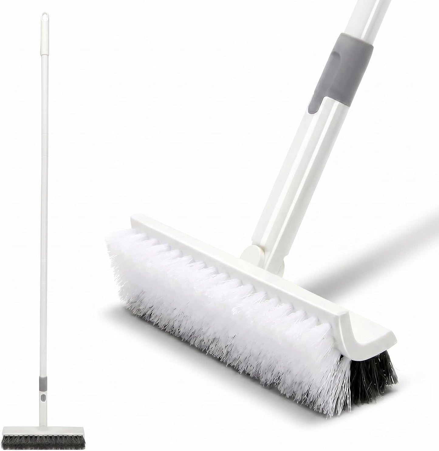 Floor Scrub Brush with Long Handle,Double-Sided V-Shaped Deck Brush,Grout Brush,Shower Floor Scrubber for Cleaning, Tile Scrub Brush with Stiff Bristles, 48"