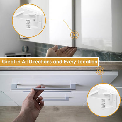 10 Pack Cabinet Locks Child Safety, NO Drilling 3M Adhesive Baby Proof Drawer Lock Child proofing cabinets latches for Kids Latch for Drawers & Door Child Safety Locks