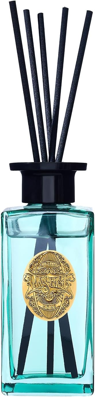 M&SENSE 6.3 oz Large Reed Diffuser Set | Lime+Basil Scent Oil Diffuser with Sticks | Hotel Collection Non-Toxic Home Fragrance |for Bedroom Bathroom Living Room - Colors B