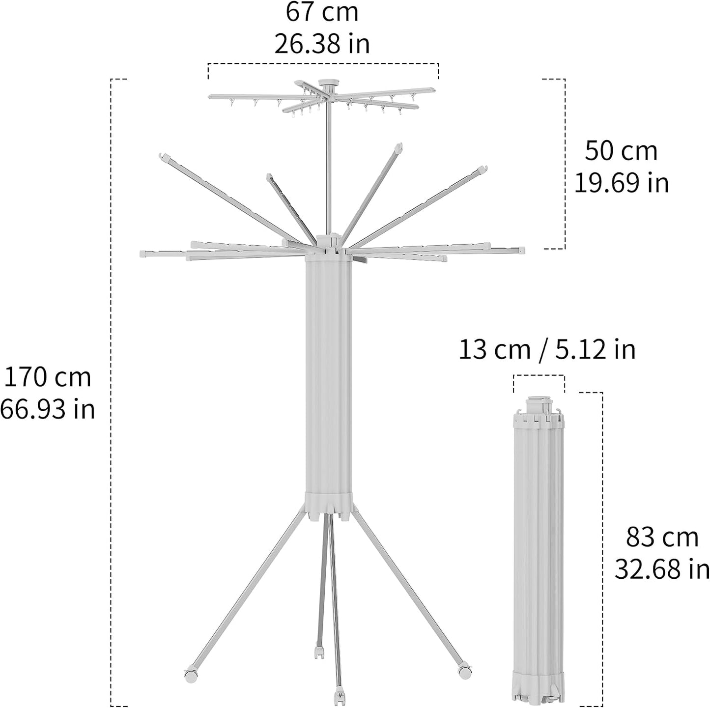 RFOUO Wall Mounted Clothes Drying Rack Tripod,Foldable Drying Rack,Wall Mounted Dryer Rack Clothing,Over The Door Drying Rack for Laundry Bedroom Household Aluminium