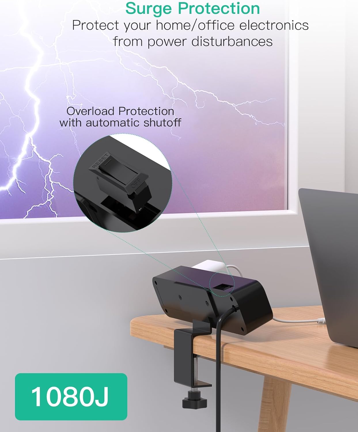 Mifaso PD30W Desk Clamp Power Strip, Surge Protector, Fast Charging Station | 4 Outlets, 4 USB (2 USB C), 5FT Extension Cord, Desk Organizer Gaming Accessories Office Essentials, Fits 1.96" Tabletop Edge