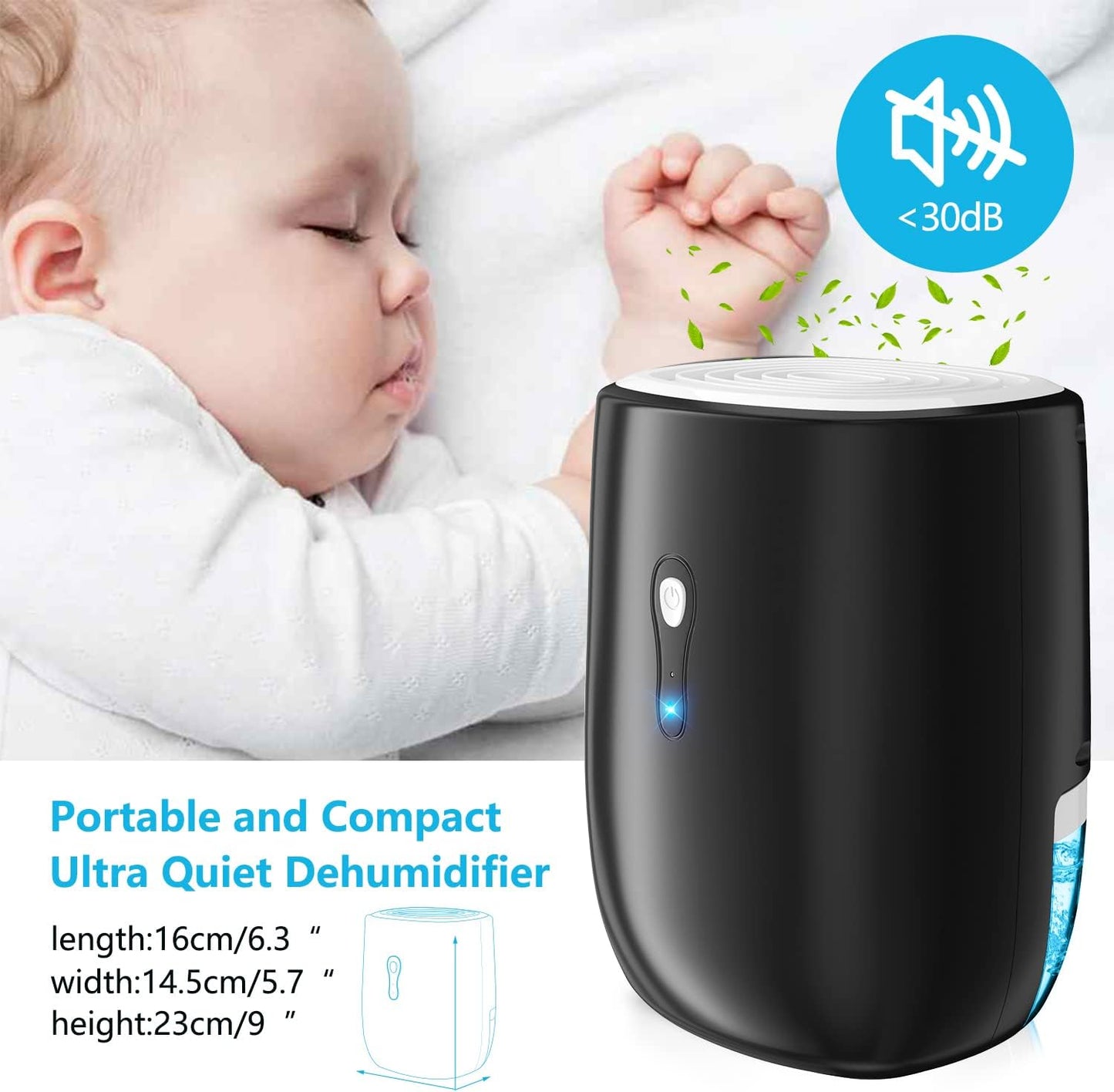 Dehumidifiers for Home 27oz(800ml) Small Auto Shut off Dehumidifiers with Drain Hose,Portable Ultra Quiet Mini Dehumidifier Effective for Bathroom, Basement, Garage, RV, Gun Safe, Closet