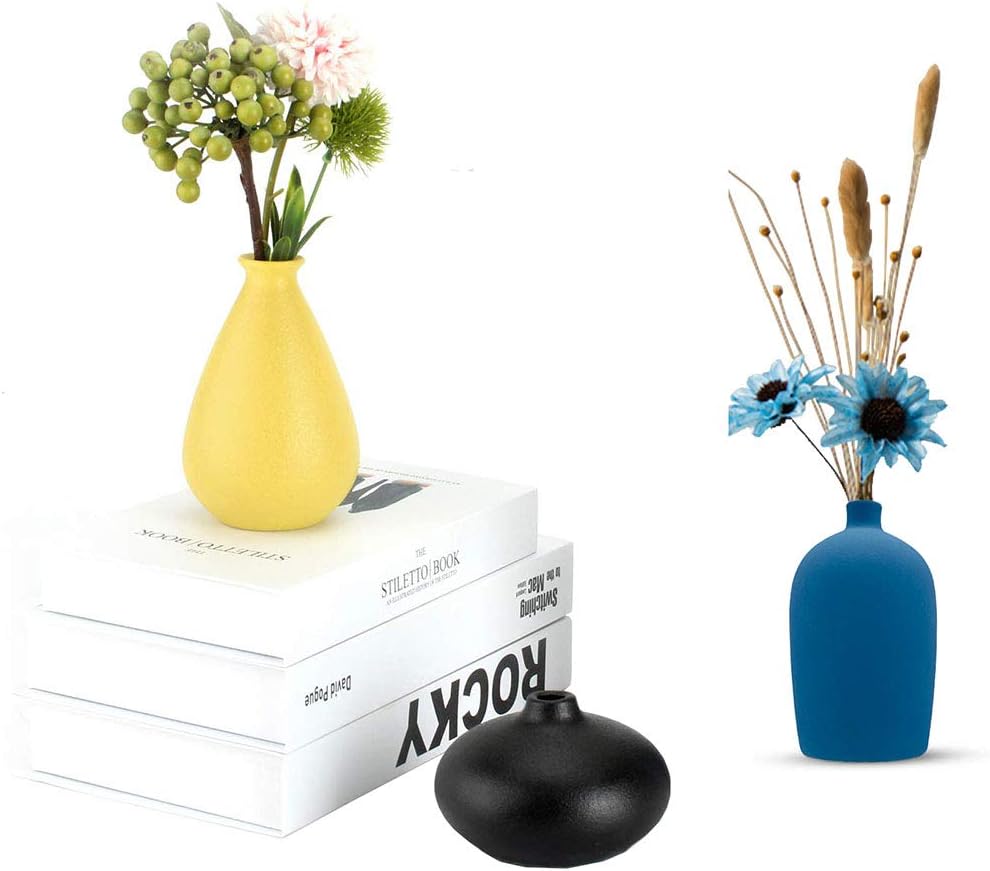 Small Ceramic Vase Decorative, Set of 4 Flower Bud Vases