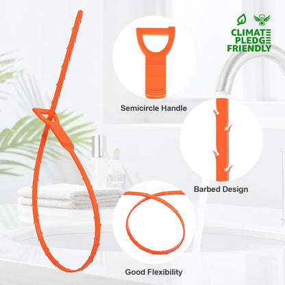 Forlivese 4 Pack 25 Inch Drain Snake,Drain Clog Remover,Sink Snake for Sewer Kitchen Sink Bathroom Tub Toilet Clogged Drains Relief Cleaning Tool