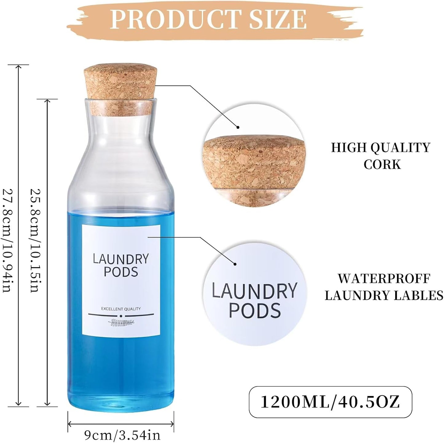 60oz Liquid Laundry Detergent Dispenser with Lables,Glass Laundry Detergent Dispenser,Laundry Detergent Container Laundry Liquid Dispenser