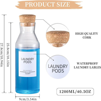 60oz Liquid Laundry Detergent Dispenser with Lables,Glass Laundry Detergent Dispenser,Laundry Detergent Container Laundry Liquid Dispenser