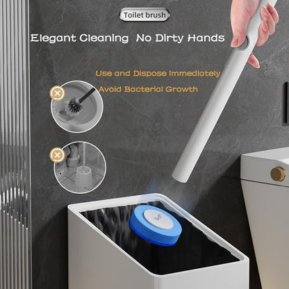 Disposable Toilet Brush with 40 Refill Heads and Holder– Includes Storage Caddy&Toilet Bowl Wand, Wall-Mount Scrubbing Toilet Brush Bathroom Cleaning Kit (1 Wand+40 Refills)