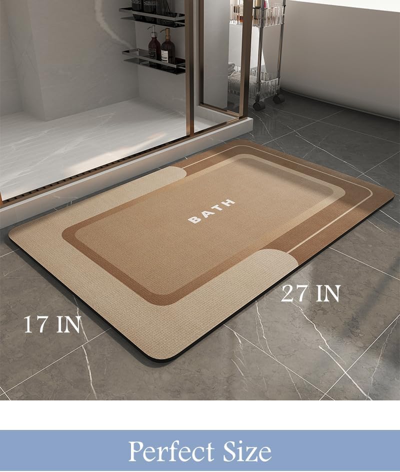 MontVoo-Bath Mat-Bathroom Mat Rug Non Slip Super Absorbent Stain Resistant Quick Dry Thin Bath Rug-Bath Mats for Bathroom Floor Bathtub Vanity-Bathmat Bath Rug Easy Care-17"x27" Grey