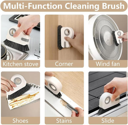 2-in-1 Window Groove Cleaning Brush, Window Sill Track Cleaner Tool, Scratch-Free Deep Cleaning Brush for Sliding Door, Shower Door Sills and Household Narrow Gaps, 2 Pack Gray