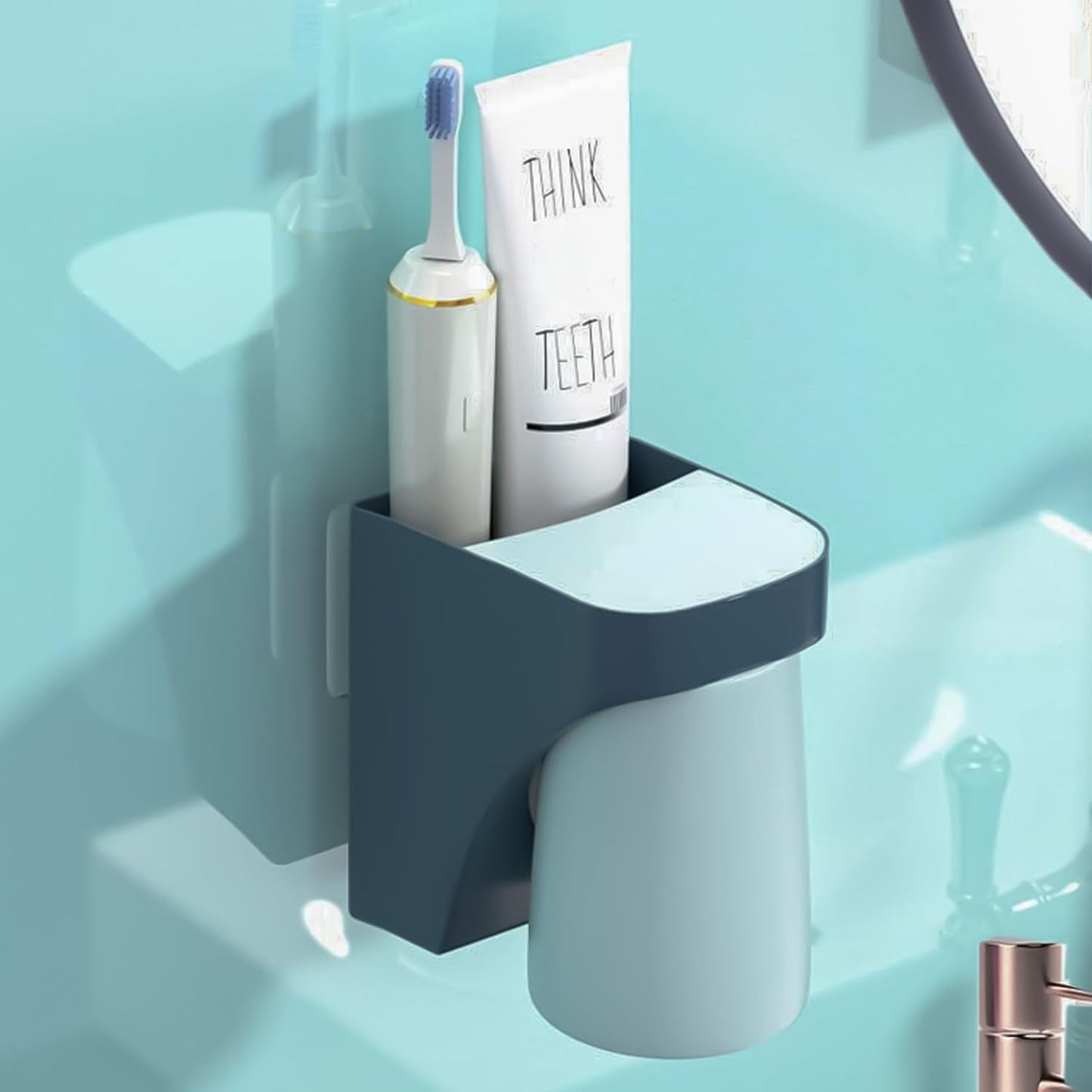 Magnetic Toothbrush Holder,sgzscl Flexible Wall Mounted Cup Water Drain Space Saving Storage Suction Organizer for Bathroom