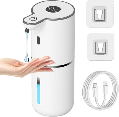 OHIFAST Automatic Foaming Soap Dispenser Touchless, USB Rechargeable Smart Hand Soap Dispenser, 6-Level Adjustable, 12.8oz/380mL Wall Mounted for Bathroom Kitchen Dish Soap-White