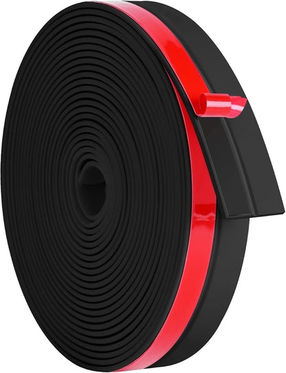 ToLanbbt Weather Stripping Silicone Door Seal Strip 2 in x 20 ft Door Draft Stopper Self Adhesive Door Draft Tape, Side & Bottom Gaps Insulation Strip for Glass Shower Door Sliding Door Window, Black