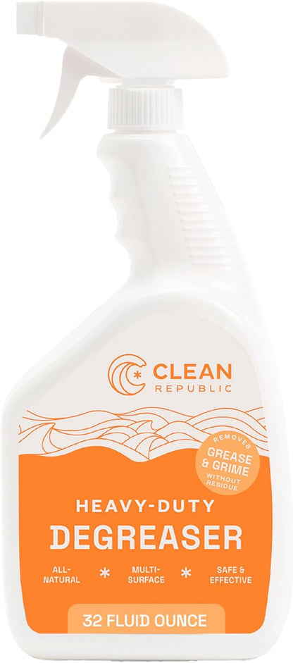 Heavy-Duty Degreaser for Kitchen & Grills, Non-Toxic, 32oz Bottle, 2-Pack | Removes Grease & Oils, Nature-Derived, Non-Toxic, Kitchen Cleaner, No Harsh Fumes or Residue, Family & Pet Safe, USA-Made