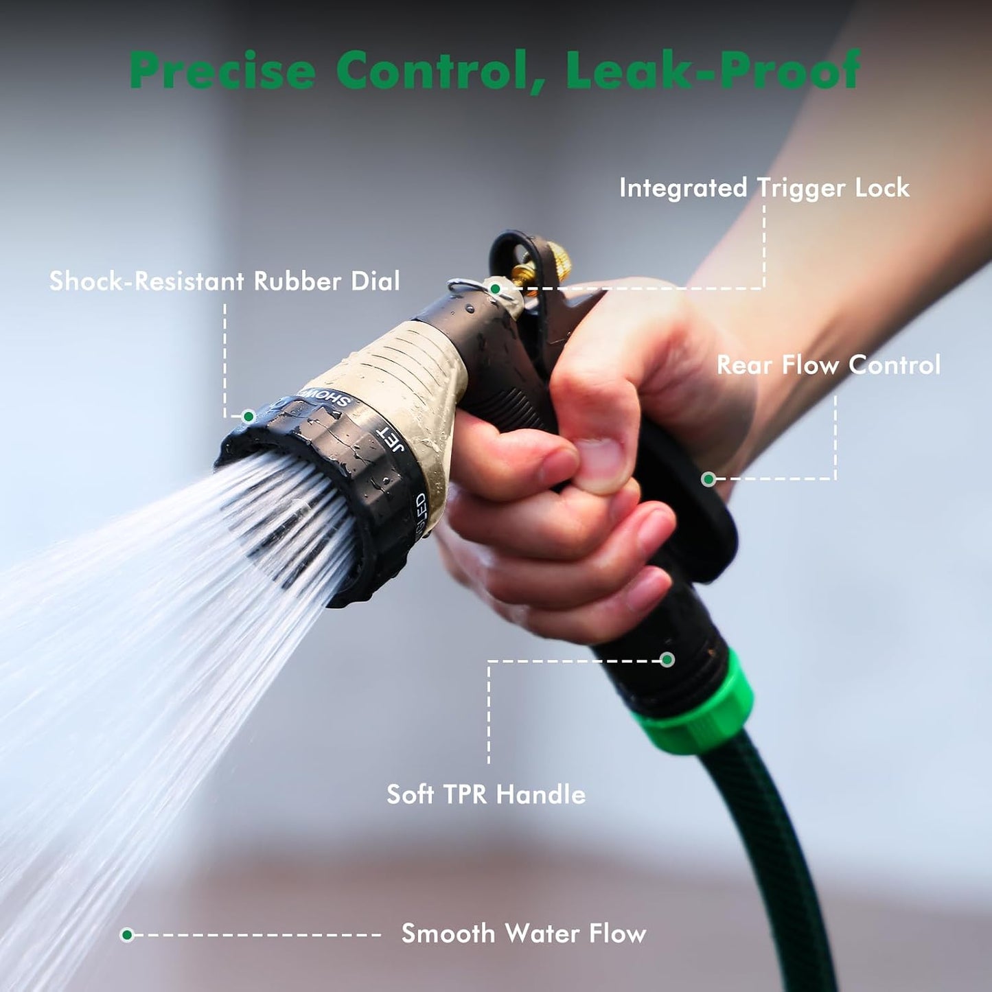 RESTMO Garden Hose Spray Nozzle, Water Hose Nozzle Heavy Duty, High Pressure Hand Sprayer with 6 Adjustable Watering Patterns, Slip Resistant for Watering Plants, Car Washing & Pet Showering, Purple