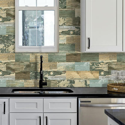 DEWOO Peel and Stick Wall Tile Backsplash PVC Self Adhesive Tiles for Kitchen Bathroom Turquoise Teal (10-Sheet, 13.5" x 11.4") | Self adhesive, thick, cover, vintage, retro, pvc adhesive wall tile, 34 x 29 cm