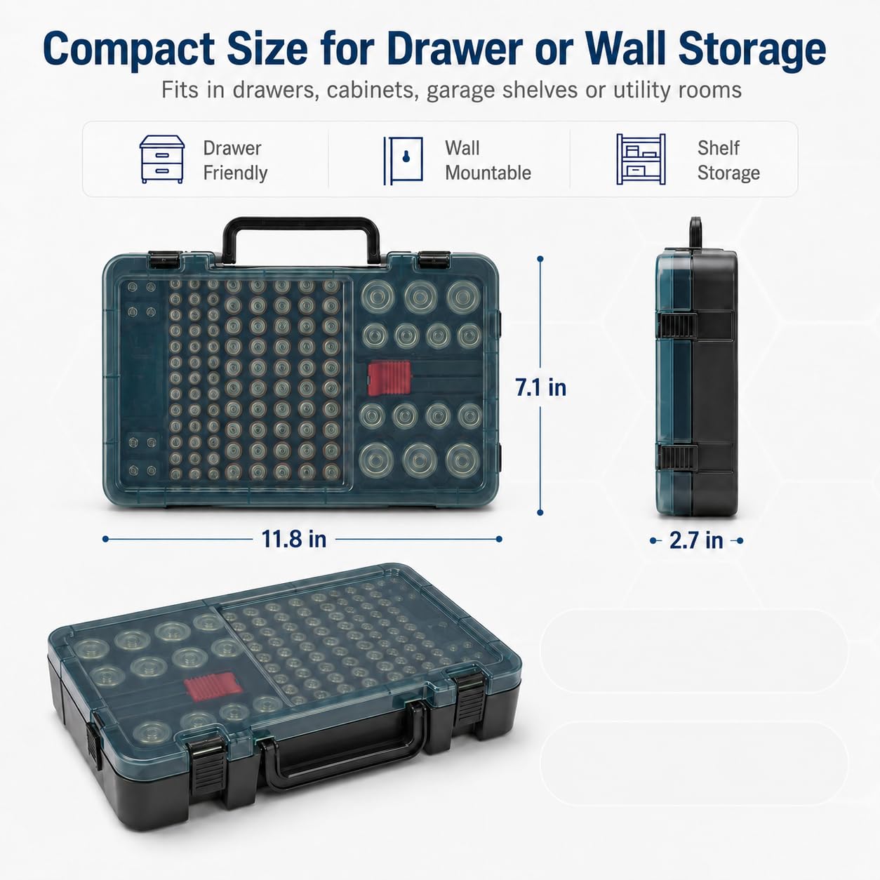 Xuerdon Battery Organizer Storage Case with Tester, 120+ Slots for Home | Hard Plastic for AA AAA C D 9V and Coin Cells, Wall-Mount/Drawer, Home Battery Managemt, Purple, Batteries Not Included