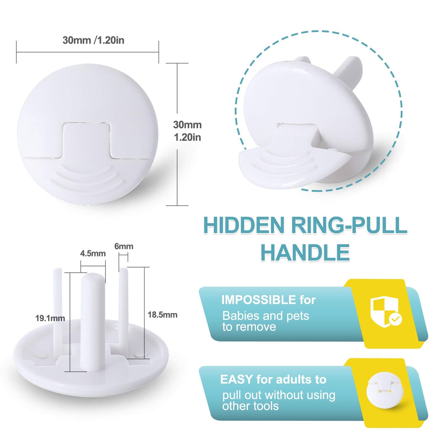 PRObebi Outlet Covers Baby Proofing White - 38 Pack Plug Covers for Electrical Outlets, Child Proof Socket Covers, Baby Safety Products for Home, Office, Easy Insatllation